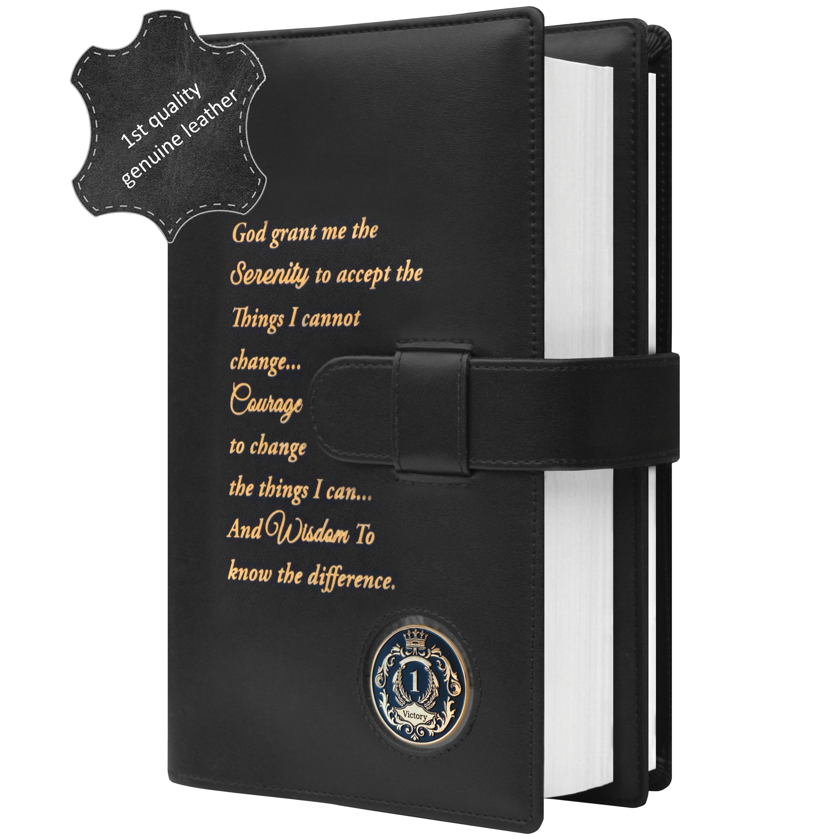Genuine Leather Double AA Big Book Cover & 12 Steps & 12